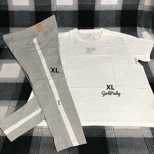 victoria secret PINK leggings OUTFIT WITH CAMPUS BLING TEE SIZE EXTRA LARGE